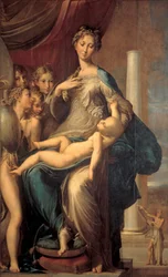 Madonna z długą szyją (Madonna z długą szyją), obraz Girolamo Fra Mazzola dit PARMIGIANINO
