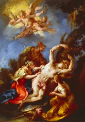 Święty Sebastian w obecności Świętych Kobiet, Michele Rocca znany również jako il Parmigianino, olej na płótnie, 48x37 cm