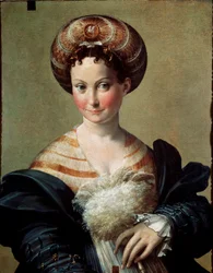 Faworyta lub turecka niewolnica. Obraz Francesca Mazzoli, zwanego Il Parmigianino lub Parmeńczykiem (1503-1540), około 1530 roku. Wymiary: 67 x 53 cm. Parma, Galleria Nazionale