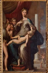 Dziewica z długą szyją - 1534 Olej na drewnie