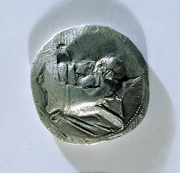 Tetradrachma z Wahbarza, króla Persów, przedstawiająca głowę króla (awers) (patrz także 180369)