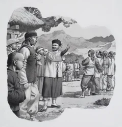 Chińscy bokserzy (gwasz na papierze)