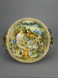 Basen ze Zbiorem Manny, prawdopodobnie Urbino, ok. 1600-20 (majolika)