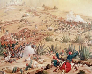 Meksyk Ekspedycja: „” Bitwa pod Puebla w dniu 5.05.1862 r. wokół miasta Puebla de los Angeles, pomiędzy armiami meksykańskimi, dowodzonymi przez Ignacio Zaragoza, a armiami Drugiego Cesarstwa Francuskiego, dowodzonymi przez Charlesa Ferdinanda Latrille