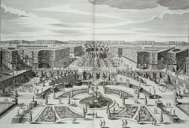 Wielka Kaskada Pałacu i Ogrodów Książęcej Rozkoszy, Berlin, rycina Karla Remsharda (1678-1735), opublikowana ok. 1711-16 (rycina)