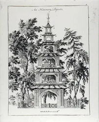 Pagoda honorowa, z „Chińska architektura, cywilna i ozdobna”, opublikowana w 1759 r. (rycina) (zdjęcie czarno-białe)