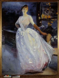 Portret Madame Roger Jourdain, żony malarza. Obraz Paula Alberta Besnarda (1849-1934)