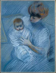 Macierzyństwo. Rysunek Paula Helleu (1859-1927), XX wiek. Portret matki z dzieckiem. Bayonne, Muzeum Bonnat