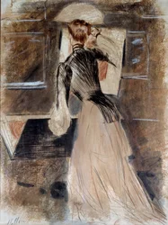 Pełnowymiarowy portret Madeleine Carlier. Paul Helleu (1859-1927), XX wiek. Bayonne, Muzeum Bonnat