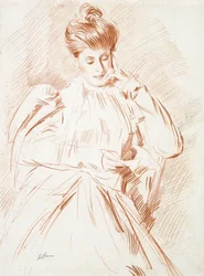 Portret Madame Helleu, czytanie,