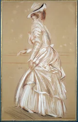 Portret kobiety w bieli. Rysunek Paula Helleu (1859 - 1927), XX wiek. Bayonne, Muzeum Bonnat