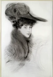 Portret księżnej Malborough. Rysunek Paula Helleu (1859-1927), XX wiek. Bayonne, Muzeum Bonnat