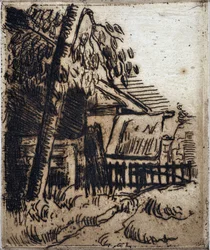 Dom w Auvers-sur-Oise (Auvers-sur-Oise). Grawerowanie Paula Cezanne
