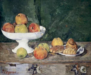 Jabłka i ciasta. Obraz Paula Cezanne