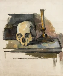 Martwa natura z czaszką i świecznikiem, około 1900 (olej na płótnie)