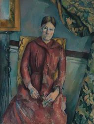 Madame Cézanne Hortense Fiquet, 1850-1922 w czerwonej sukience, 1888-90.