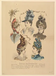 Kapelusze damskie, nr 4671, z Journal des Demoiselles, 1 kwietnia 1888.