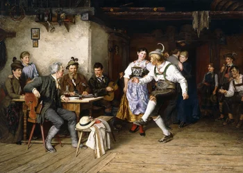 Wnętrze Weinstube (olej na płótnie)