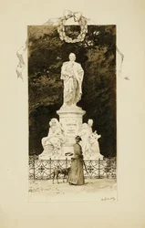 Elegancka dama pod pomnikiem Goethego, 1888 r.