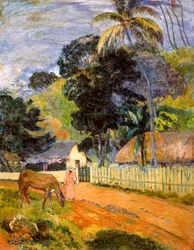 Koń na drodze, Tahitański krajobraz, 1899