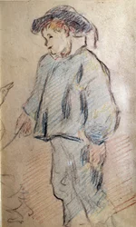 Mały bretoński chłopczyk Gęś Szkic Paula Gauguina (1848-1902) XIX w. Kolekcja prywatna