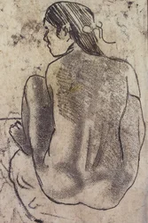 Siedzący tahitański akt od tyłu, ok. 1902