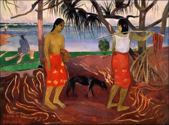 Tahiti: I Raro Te Oviri (Pod pandanem), Paul Gauguin (1891)