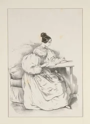 W DOMU. (Wrzesień 1835) Suknia ze szkockiego batystu,...