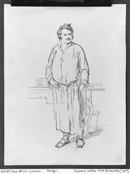 Honore de Balzac (pióro i atrament oraz pranie na papierze)
