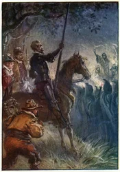 Następnie postać w sukni wstała, ilustracja z „Przygód Don Kichota”, wydanej przez G. Bell und Sons, Ltd., 1911