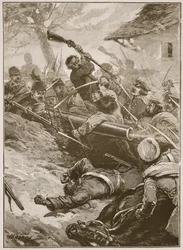 Potem nastąpił gwałtowny ruch", ilustracja z "Battles of the Nineteenth Century" Archibalda Forbesa, G.A. Henty