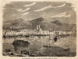 Widok Montrealu, rysunek Paula Hueta (1803-1869), ilustrujący wyprawy do Ameryki Północnej w latach 1854-1855, autorstwa L. Deville