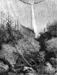 Wodospad, Park Narodowy Yosemite, Kalifornia, XIX wiek