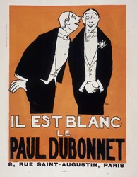 Reklama alkoholi Paul Dubonnet autorstwa Paula Iribe (1883-1935) (dwóch mężczyzn w strojach wieczorowych), „”Le Temoin””, 28.12.1907.