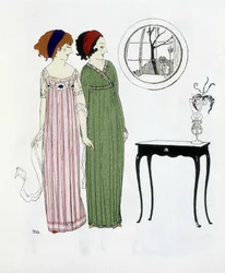 Stworzenie Paula Poireta zaczerpnięte z „”Les Dresses de Paul Poiret””, rysunek Paula Iribe. 1908