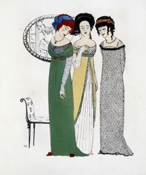Stworzenie Paula Poireta z „”Les Dresses de Paul Poiret””, rysunek Paula Iribe. 1908