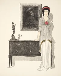 Suknia wieczorowa, z pubu Les Robes de Paul Poiret. 1908 (odbitka szablonowa)