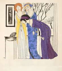 Trzy sukienki w stylu empire z pubu Les Robes de Paul Poiret. 1908 (odbitka szablonowa)