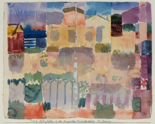 Ogród w St. Germain, dzielnicy europejskiej w pobliżu Tunisu. 1914