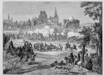Combat du faubourg Saint-Antoine w Paryżu podczas Frondy (1652), „” XVII wiek - Instytucje: zwyczaje i kostiumy, Francja 1590-1700” Paul Lacroix