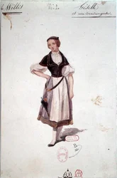 Projekt kostiumu dla „Giselle” do baletu o tej samej nazwie autorstwa Adolphe Adama (1803-56) 1841 (akwarela na papierze)