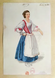 Kostium dla Luisy Miller autorstwa Giuseppe Verdiego, szkic