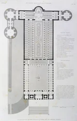 Odrestaurowany plan Starej Bazyliki zbudowanej przez cesarza Konstantyna, rycina z Watykanu i Bazyliki św. Piotra