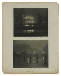 Londyn w świetle gazowym, ok. 1896 r. (odbitki węglowe w odcieniach zieleni)