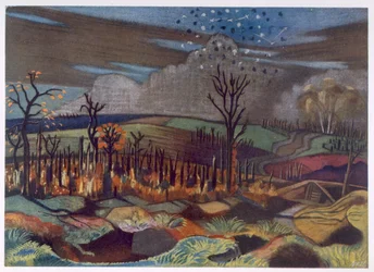 Walka powietrzna w Wytschaete, z brytyjskich artystów na froncie, kontynuacja frontu zachodniego, część trzecia, Paul Nash