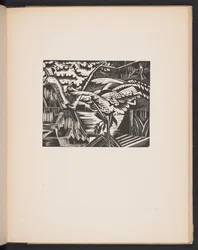 Garden Pond, ilustracja z "Places. 7 grafik reprodukowanych z klocków zaprojektowanych i wygrawerowanych przez Paula Nasha, z ilustracjami prozą". Londyn, William Heinemann