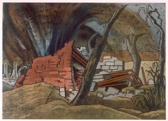 Shell Bursting, od brytyjskich artystów na froncie, kontynuacja frontu zachodniego, część trzecia, Paul Nash