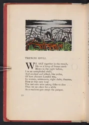 Sielanka okopowa, ilustracja z "Obrazów wojny" Richarda Aldingtona. Londyn, The Beaumont Press, strona 22