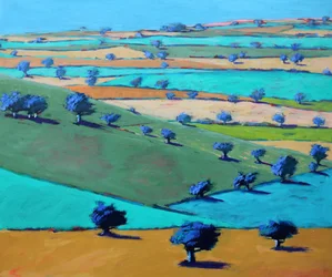 Cotswold Way, From Broadway #2, 2022 (akryl na płycie)