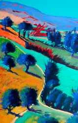 Patrząc na zachód #4 (szczegół), 2024 (akryl na tekturze)